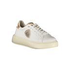 Blauer donna Bianco poliuretano sneaker showing white sporty shoe with lace-up design and casual style.