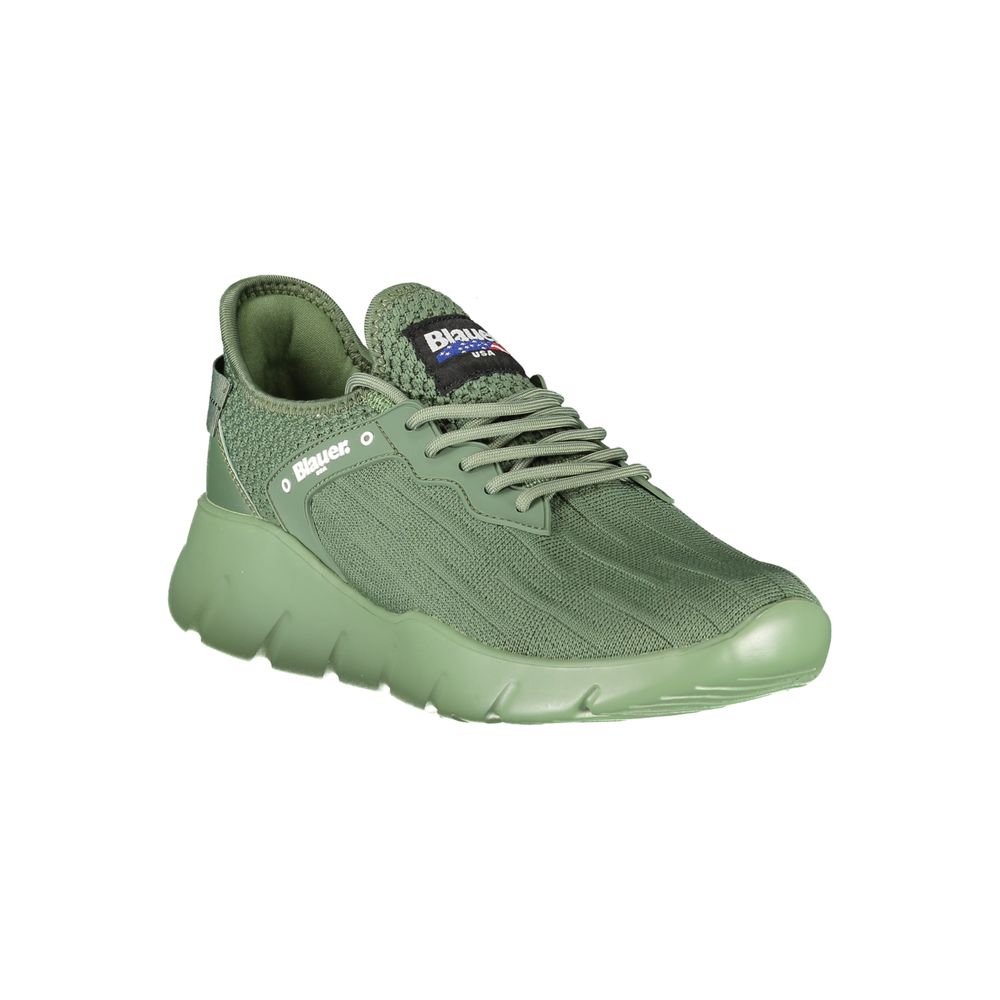 Blauer men's green polyester sneaker with white sole and laces, casual athletic footwear for everyday wear.