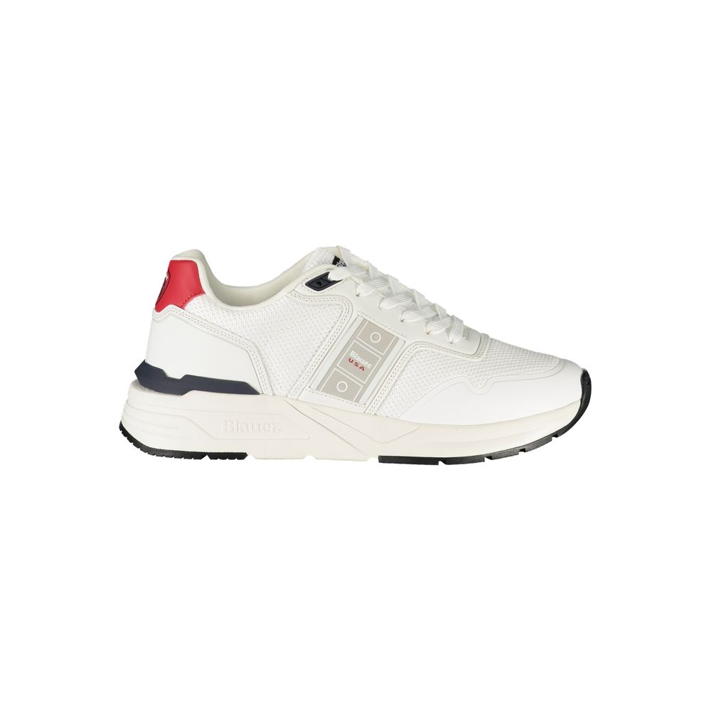 White polyester men's sneaker by Blauer featuring a sleek design and comfortable fit.