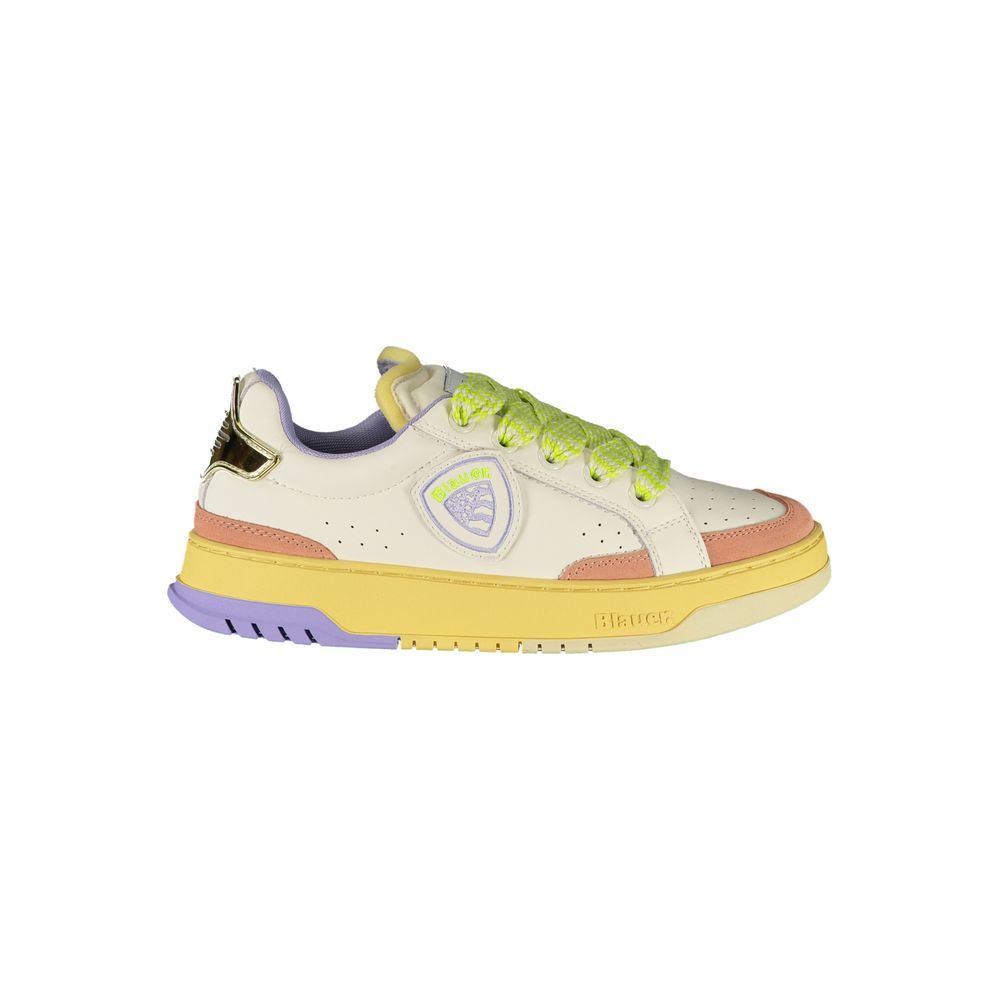 White Blauer women's polyurethane sneaker with stylish design and comfortable fit, perfect for casual wear.