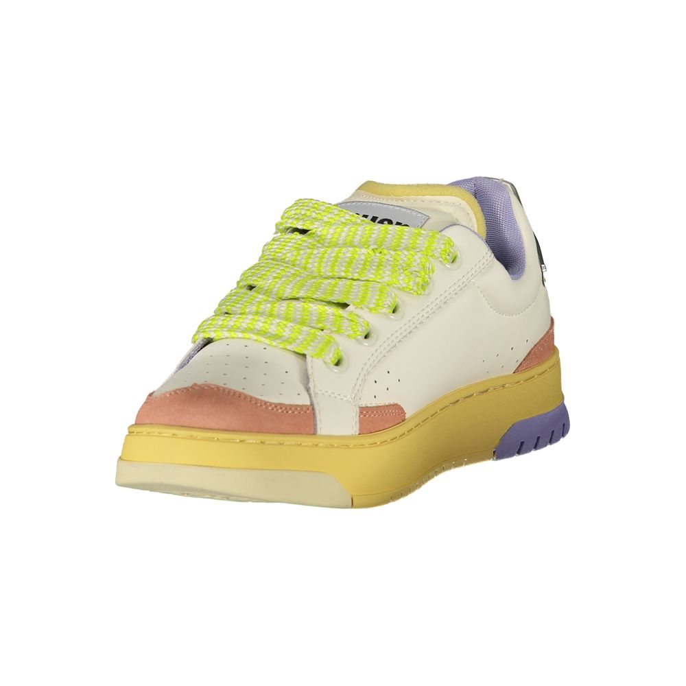White Blauer women's polyurethane sneakers with laces and sporty design, featuring comfortable sole and stylish look.