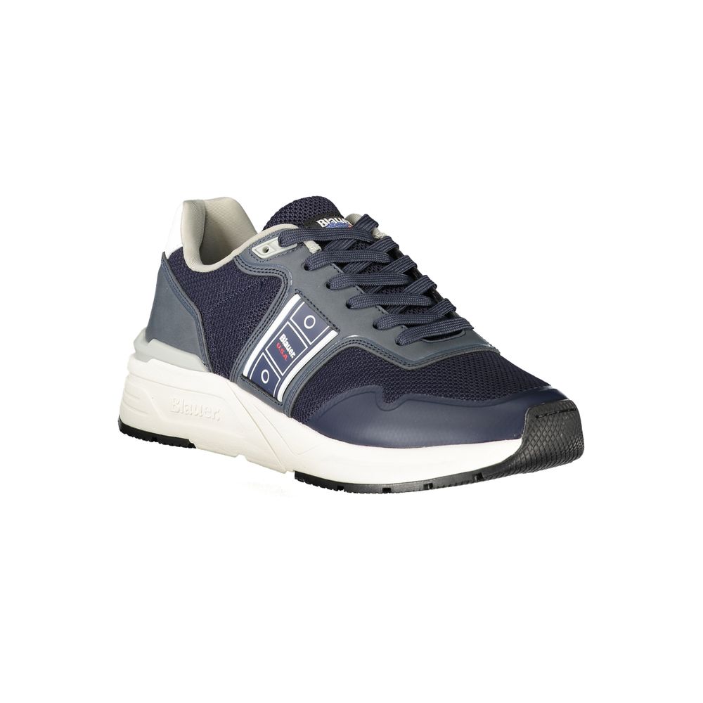 Blauer Blu polyester men's sneaker with white sole and navy blue upper, casual athletic shoe for everyday wear