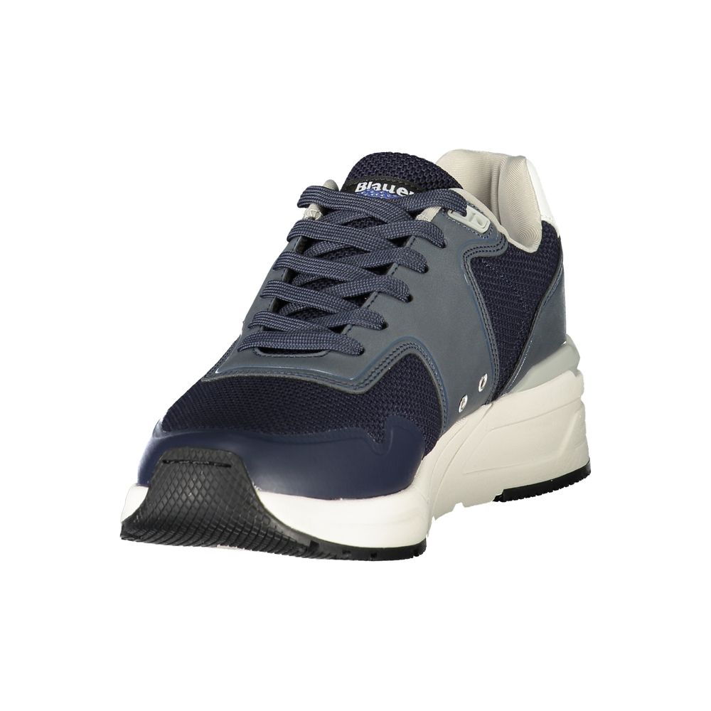 Blauer men's polyester sneaker with white sole and navy blue accents, casual athletic footwear for everyday wear.