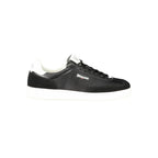 Black polyurethane men's sneaker by Blauer with sleek design and athletic sole, suitable for casual or athletic wear.