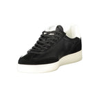Black polyurethane men's sneaker by Blauer featuring a sleek design and athletic sole, ideal for casual and sporty wear.