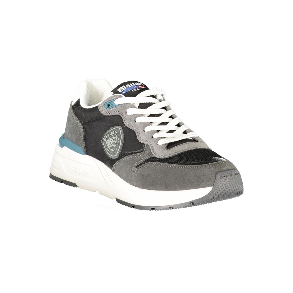 Black Blauer Nero polyurethane men's sneaker with sleek design and white sole, showcasing comfortable casual footwear.