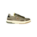 Blauer Verde men's polyurethane sneaker with green and black design, casual athletic shoe with laces and textured sole.