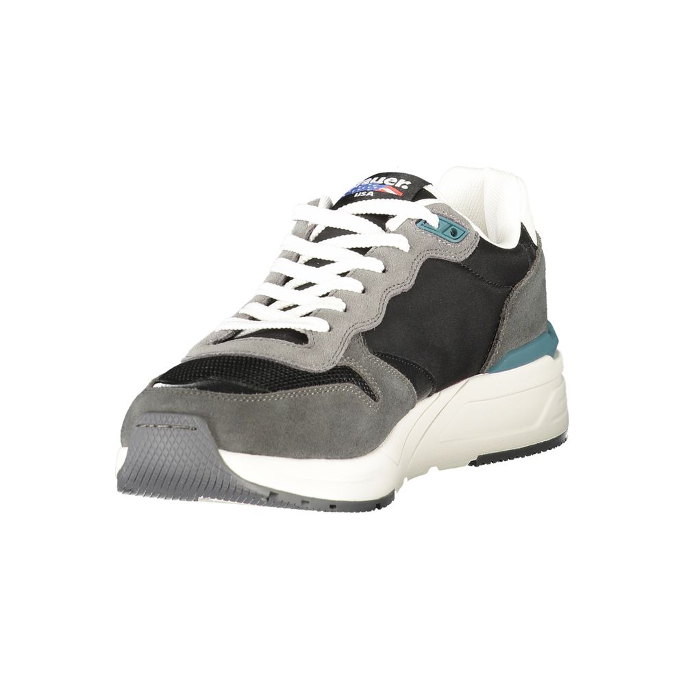 Black Blauer Nero polyurethane men's sneaker with sleek design and lace-up closure, sitting on a plain background.
