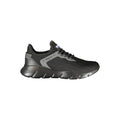 Black polyester men's sneaker by Blauer featuring a sleek design and athletic style, shown from a side view.