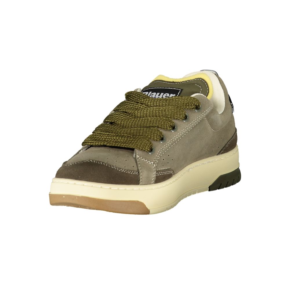 Blauer Verde men's polyurethane sneaker with green and black accents, casual athletic design, and lace-up closure.
