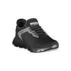 Black polyester men's sneaker by Blauer with sleek design and athletic sole, perfect for casual and active wear.