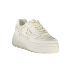 Blauer Donna white polyurethane sneaker with sporty design and lace-up closure, casual footwear for women.