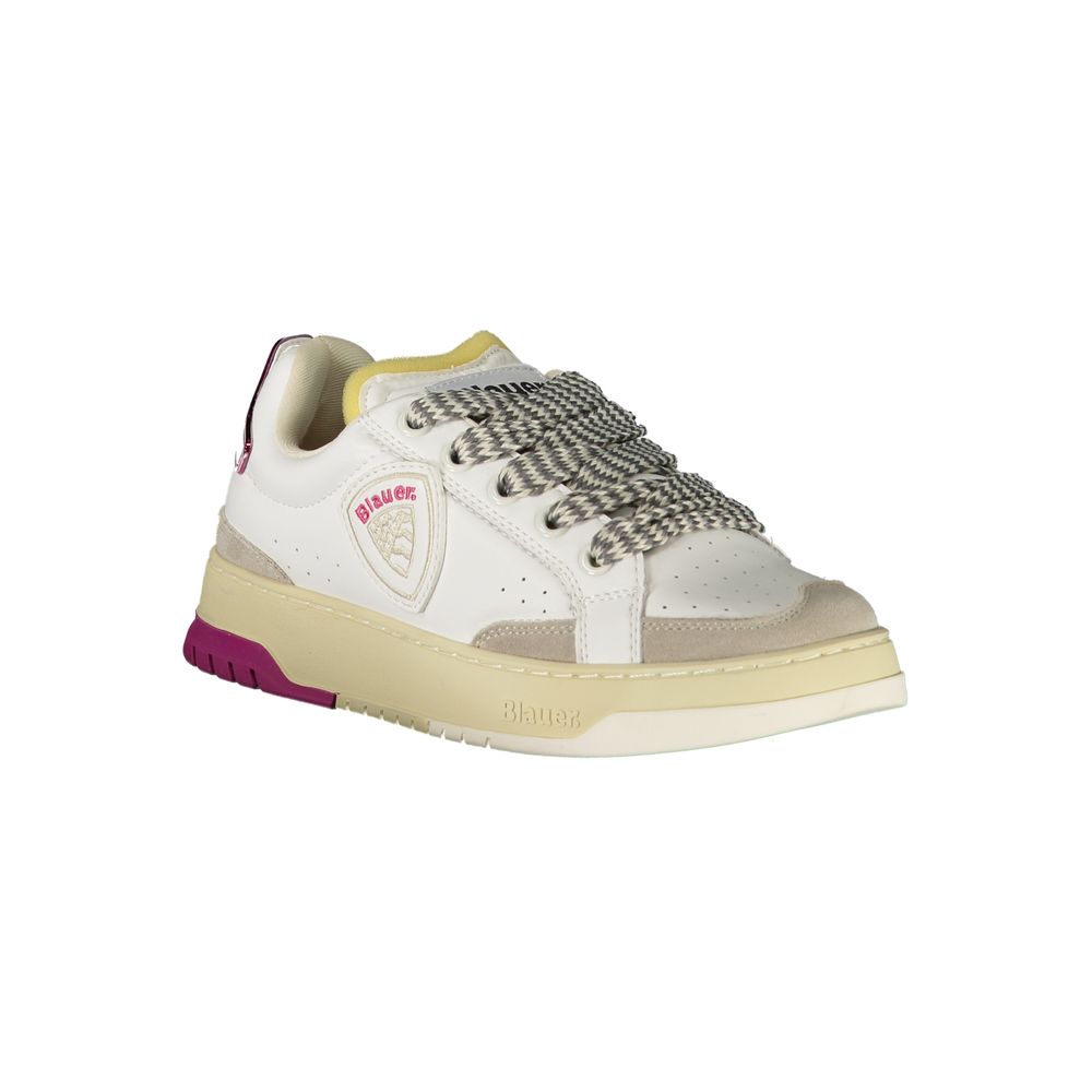 White Blauer women’s sneaker made of polyurethane with a sleek, modern design and comfortable fit.