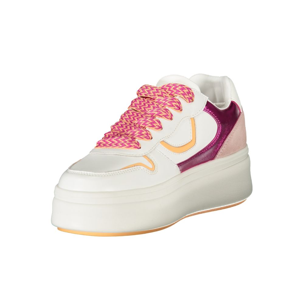 Blauer white polyurethane women's sneaker with sleek design and lace-up closure, suitable for casual and athletic wear.