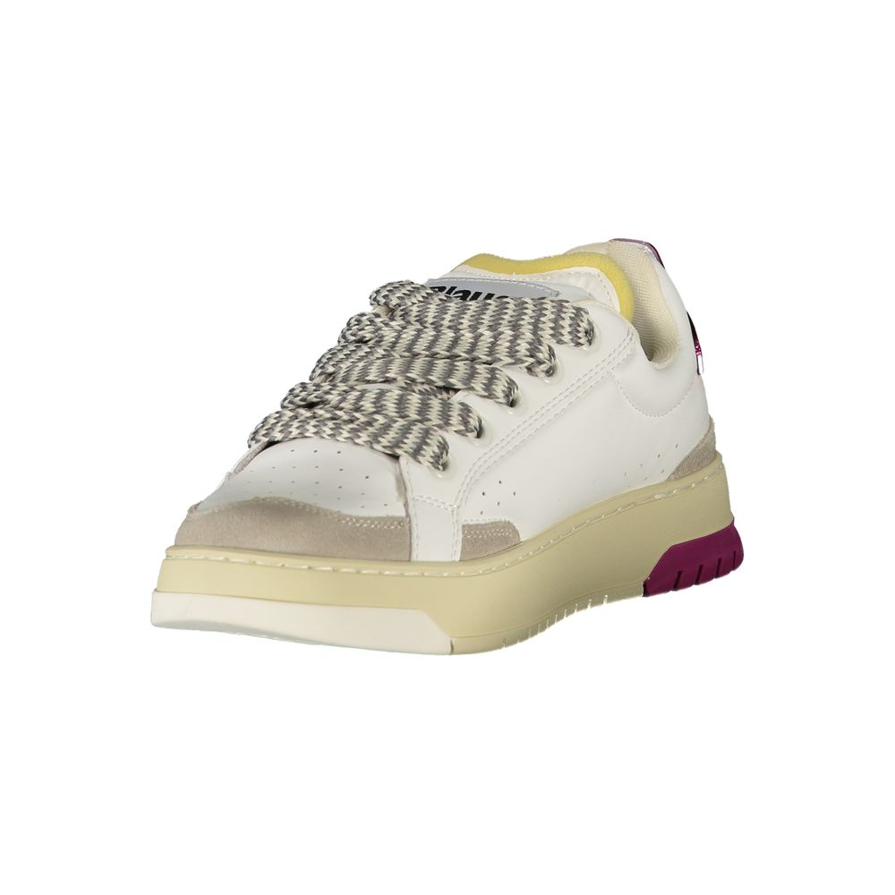 Blauer white polyurethane women's sneaker with sporty design and laces, showcasing a clean, modern look.