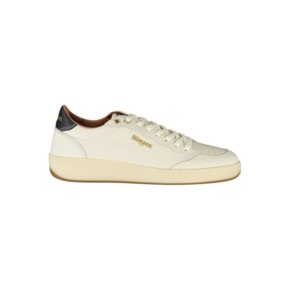 White leather women's sneaker by Blauer with a sleek design and comfortable fit, featuring a lace-up front and stylish sole.