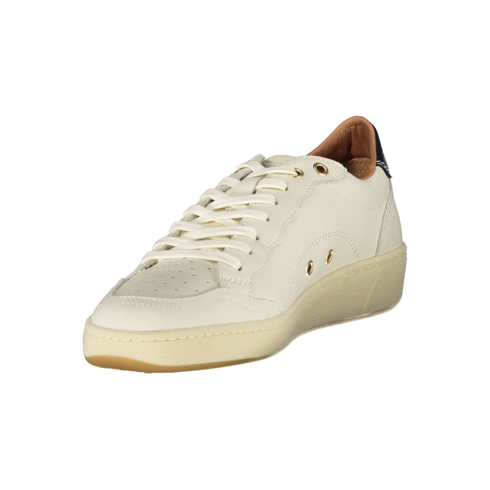 White leather women's sneaker by Blauer featuring a sleek design and comfortable fit.