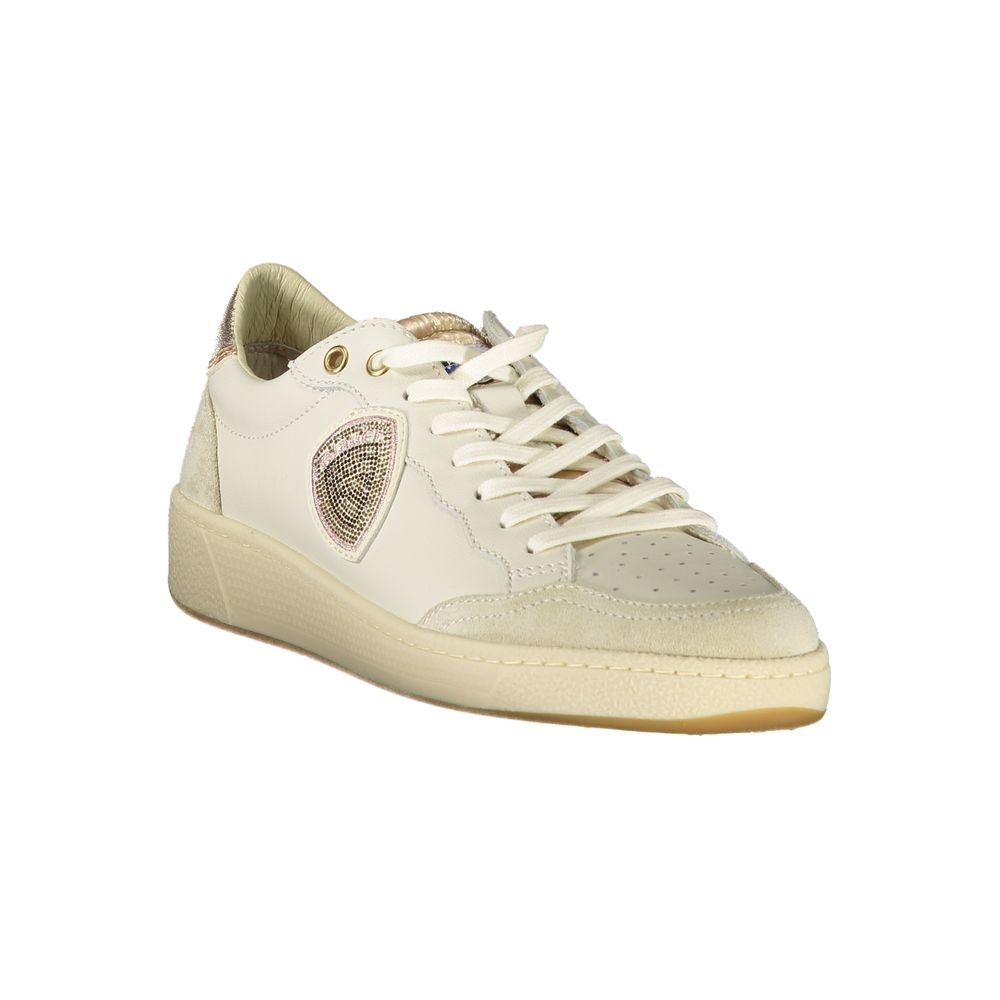 White leather women's sneaker by Blauer featuring a sleek design and comfortable fit.