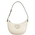 Guess Jeans Bianco women's polyurethane handbag with sleek design and silver hardware, featuring a structured shape and top handle.