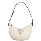Guess Jeans Bianco women's polyurethane handbag with sleek design and silver hardware, featuring a structured shape and top handle.