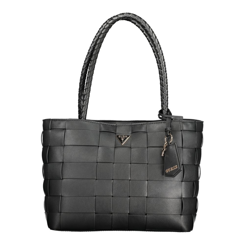 Guess Jeans nero poliuretano women's handbag with sleek design and silver hardware, featuring a structured shape and top handle.