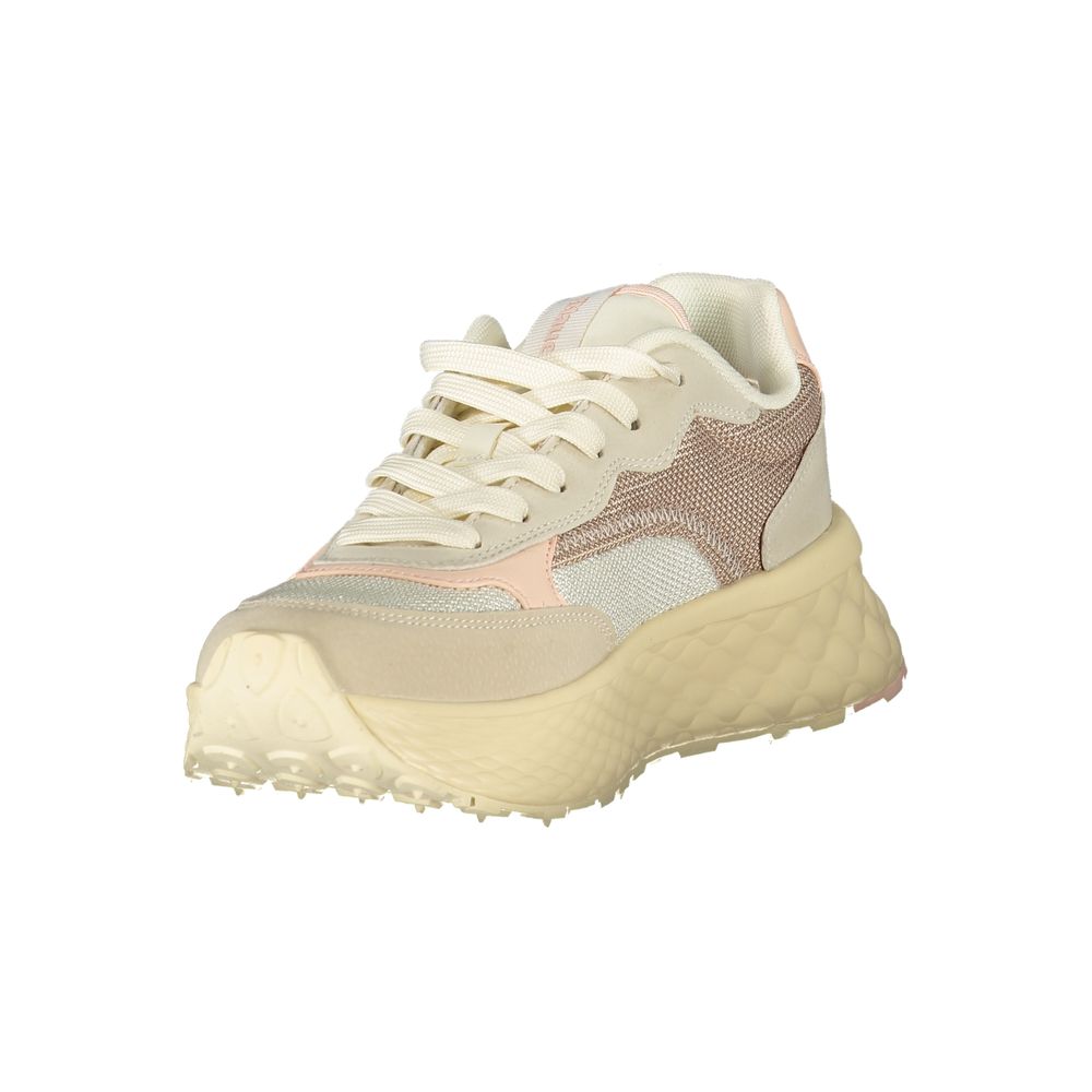 Beige Blauer women's polyurethane sneakers with white soles and sporty design, perfect for casual wear.