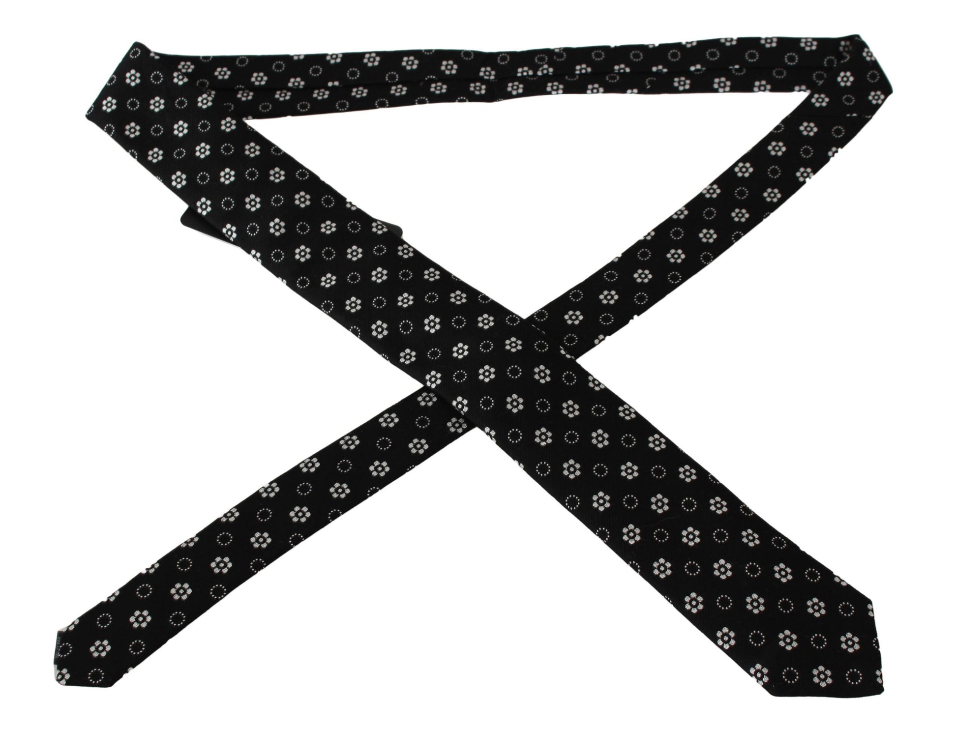 Dolce & Gabbana Black 100% Silk Floral Print Print Classic Tie Dolce & Gabbana