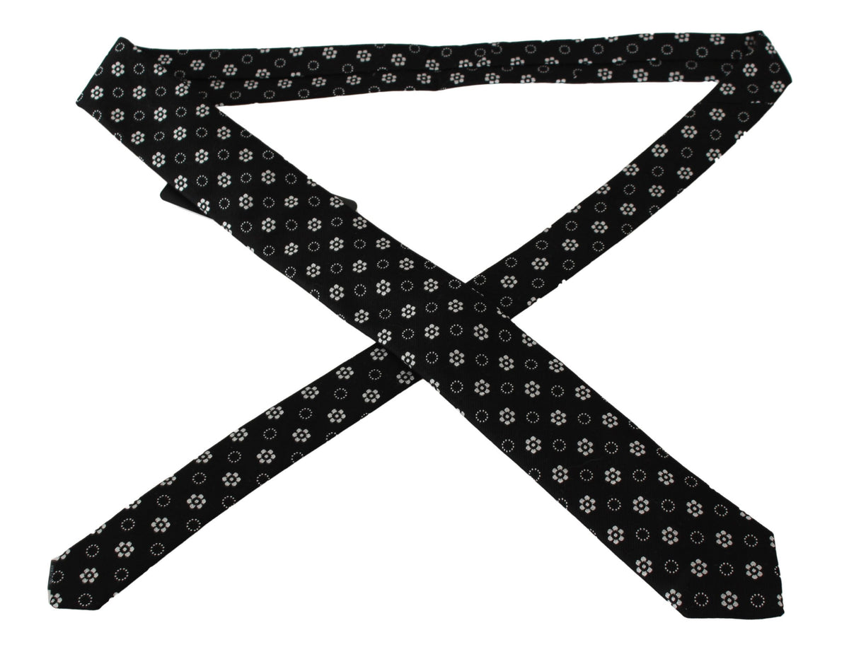 Dolce & Gabbana Black 100% Silk Floral Print Print Classic Tie
