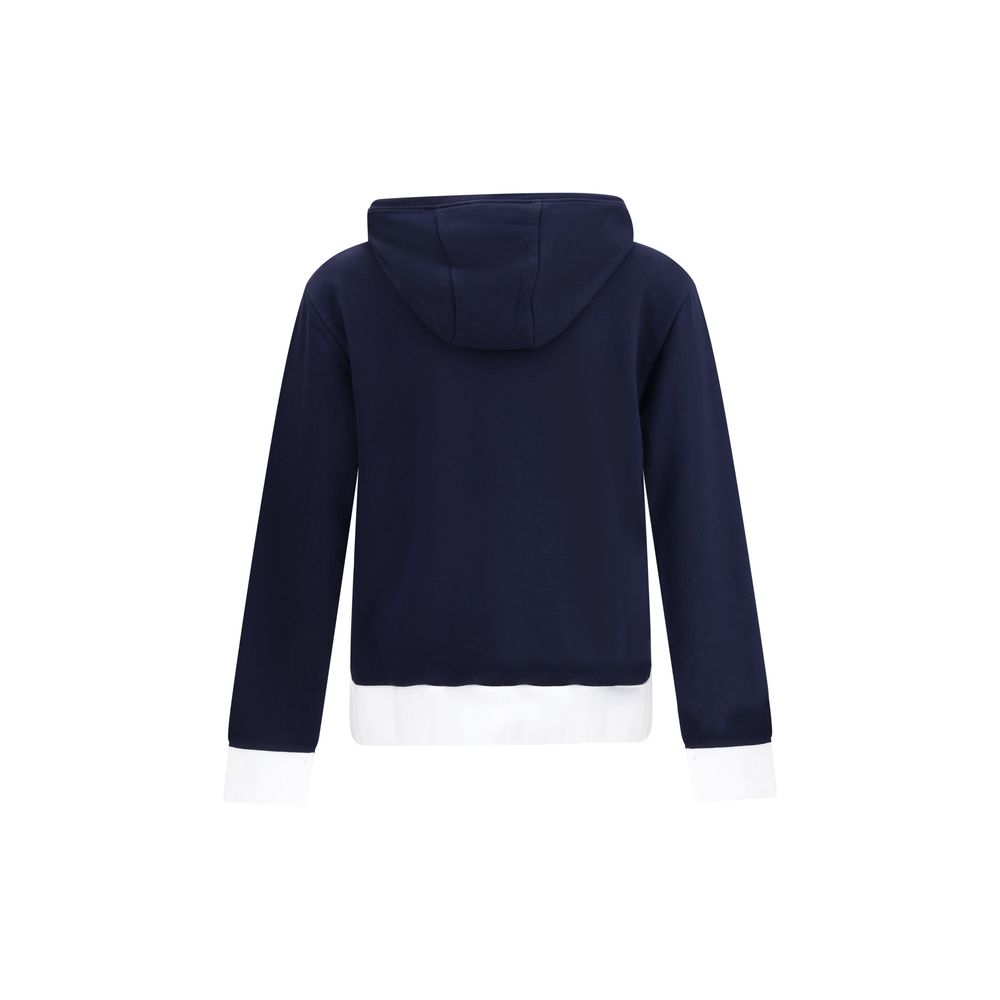 Thom Browne blue cotton sweatshirt with ribbed cuffs and neckline, featuring subtle branding details.