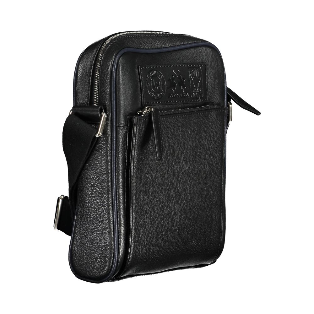 La Martina Black Leather Shoulder Bag La Martina