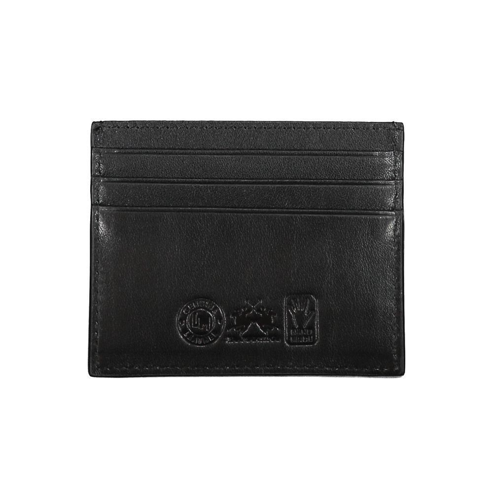 La Martina Black Leather Wallet La Martina