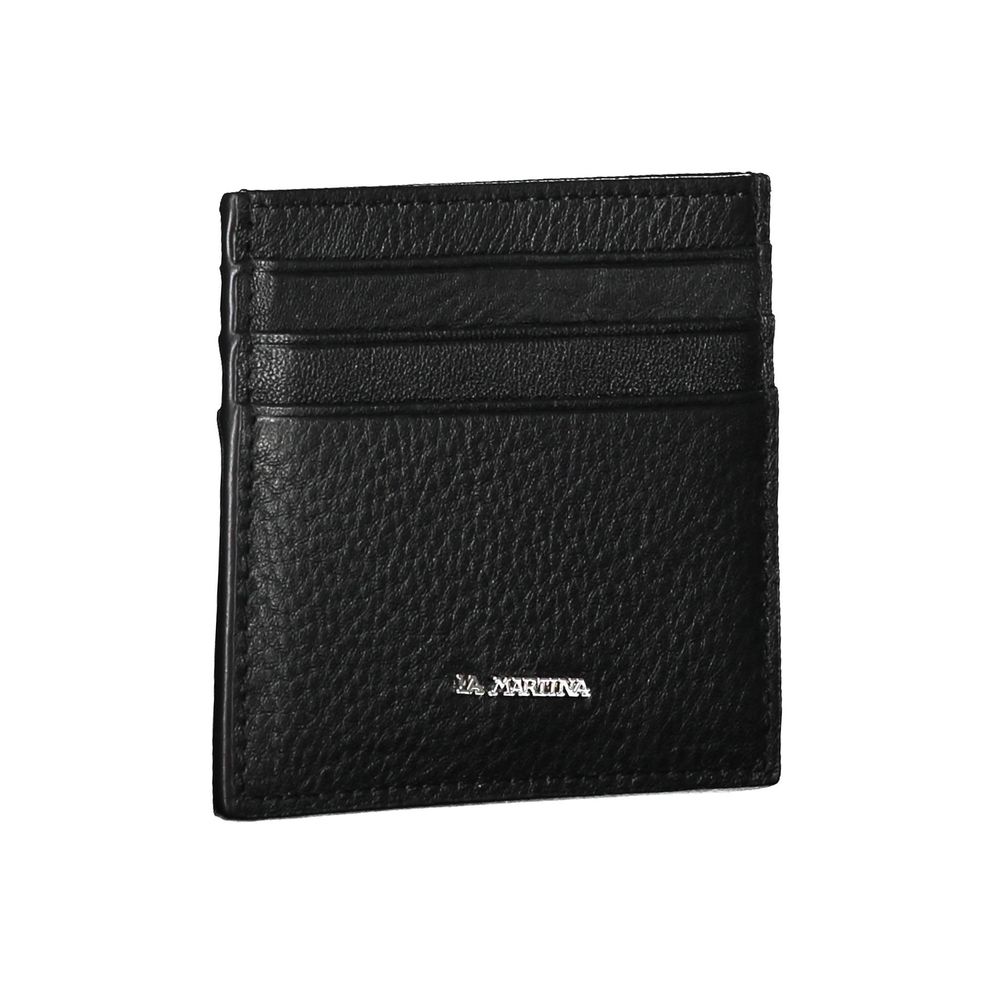 La Martina Black Leather Wallet La Martina