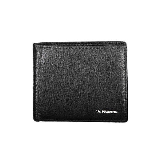 La Martina Black Leather Wallet La Martina