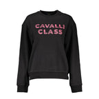 Black Cavalli Class cotton women's sweater with a relaxed fit and subtle branding, displayed on a neutral background.