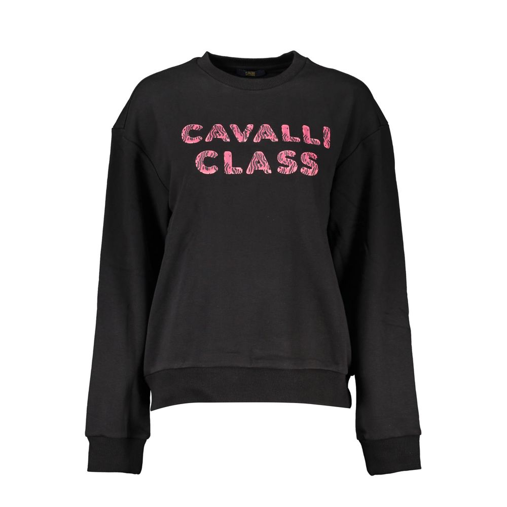 Black Cavalli Class cotton women's sweater with a relaxed fit and subtle branding, displayed on a neutral background.