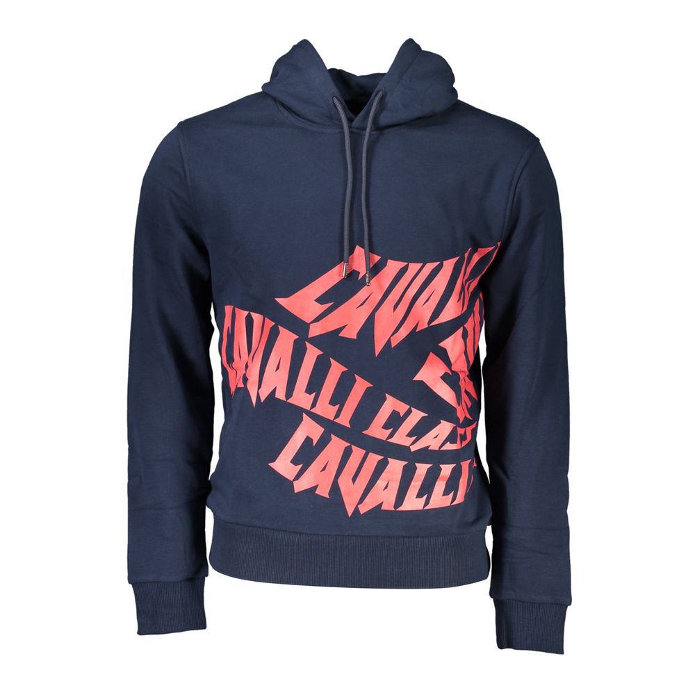 Blue cotton men's sweatshirt by Cavalli Class featuring a relaxed fit and subtle branding.