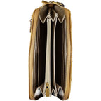Yellow Guess Jeans polyurethane women's wallet with multiple card slots and zipper closure, featuring a sleek, stylish design.