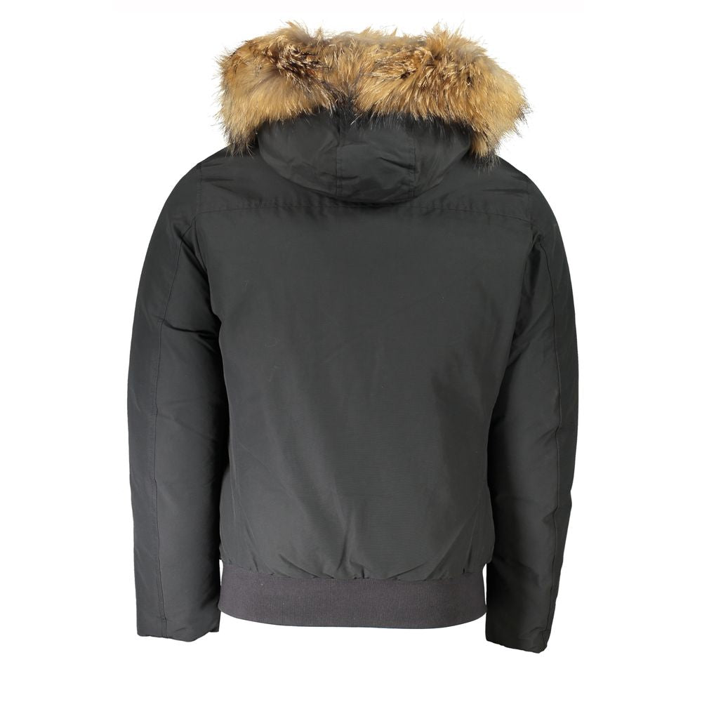 Woolrich Gray Cotton Men Jacket with Hood and Removable Fur - Eljoys Fashion 