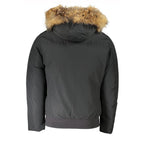 Woolrich Gray Cotton Men Jacket with Hood and Removable Fur - Eljoys Fashion 