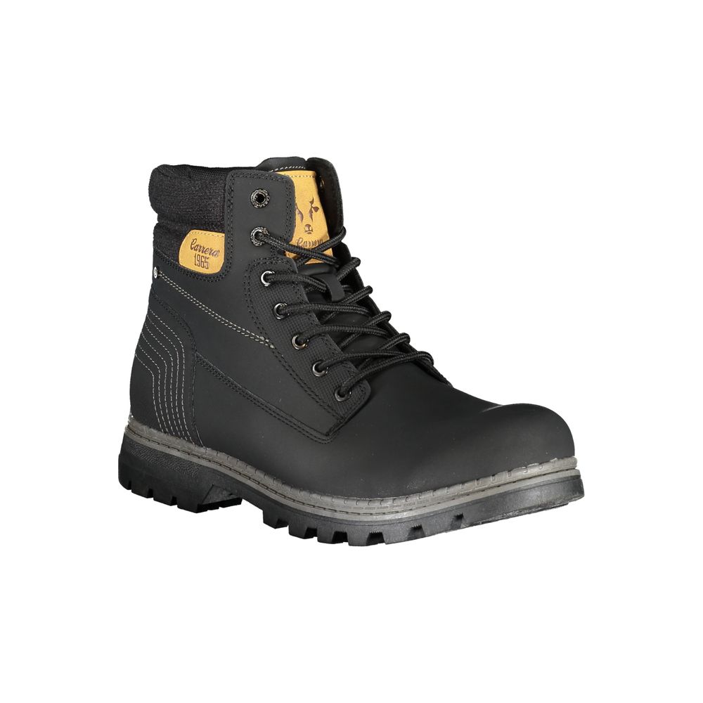 Carrera Nero Poliuretano men's stivaletto featuring black polyurethane ankle boots with sleek design and sturdy sole.