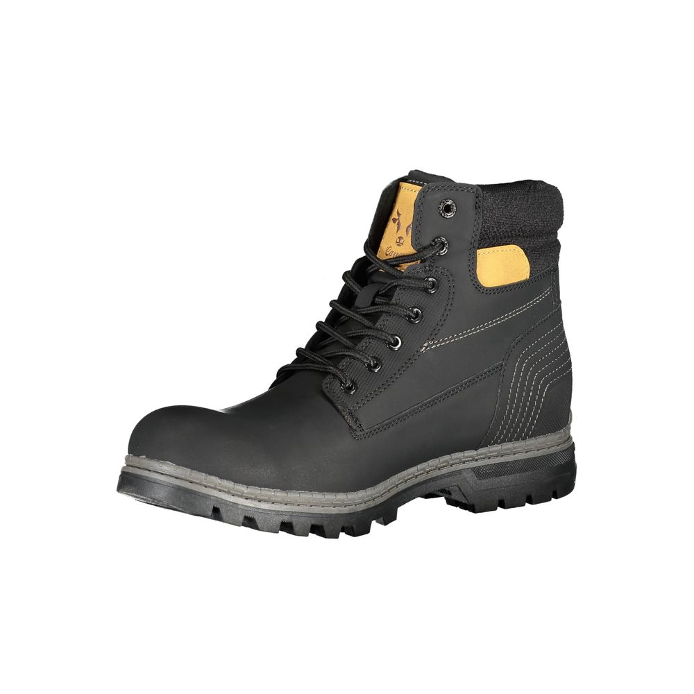 Carrera Nero Poliuretano men's stivaletto showcasing black polyurethane ankle boots with sleek design and sturdy sole.