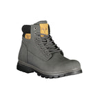 Carrera grey polyurethane men's boot with ankle height and lace-up design, featuring a rugged sole for outdoor wear.