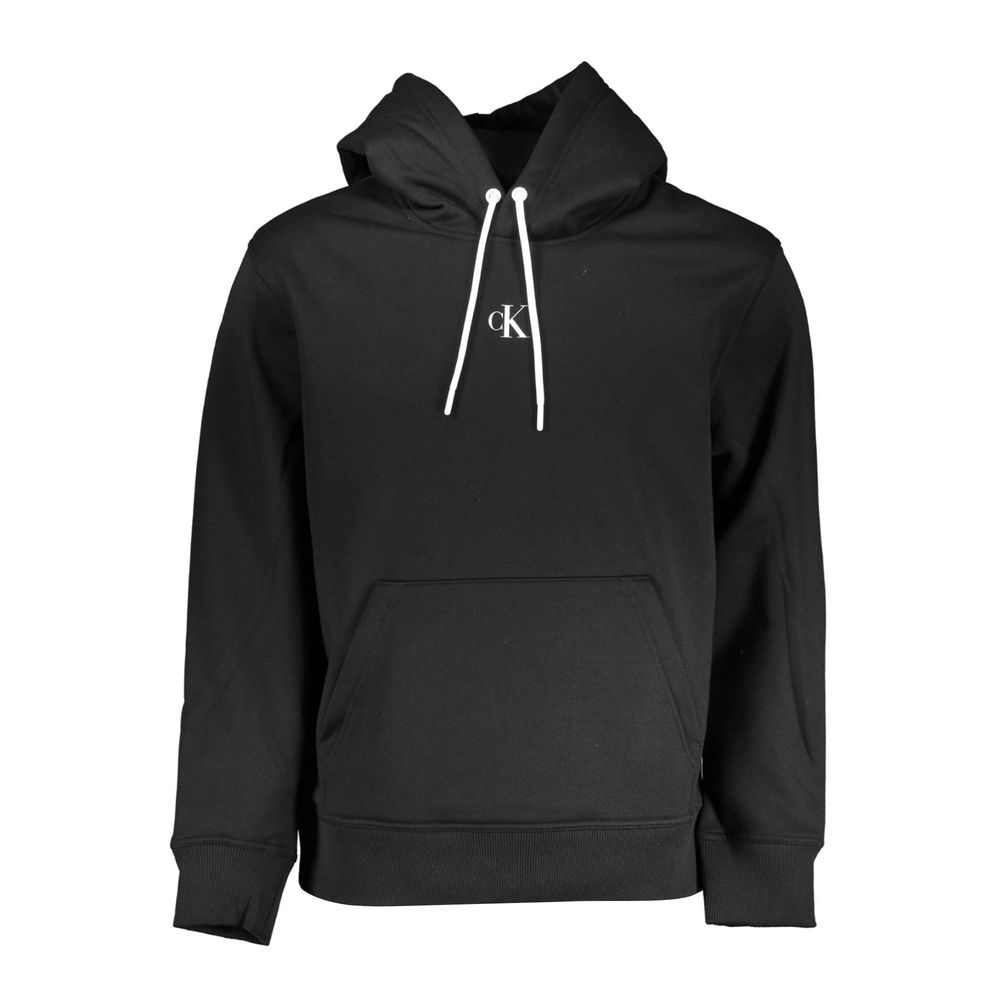 Black Calvin Klein men's sweatshirt made of polyester, featuring a comfortable fit and classic design.