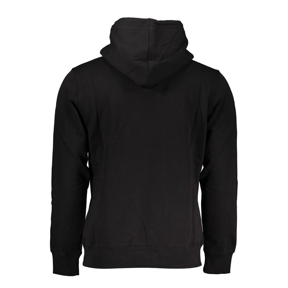 Black cotton men's sweater by Calvin Klein, featuring a classic crewneck design and smooth knit fabric.