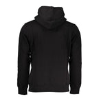 Black cotton men's sweater by Calvin Klein, featuring a classic crewneck design and smooth knit fabric.