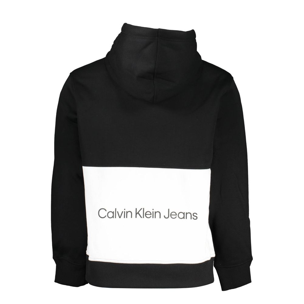 Black Calvin Klein men's sweatshirt made of polyester, featuring a classic crewneck design and subtle branding.