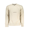 Beige Calvin Klein men's cotton sweatshirt with crew neck and long sleeves, casual and comfortable for everyday wear.