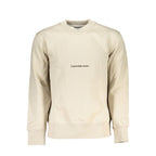 Beige Calvin Klein men's cotton sweatshirt with crew neck and long sleeves, casual and comfortable for everyday wear.