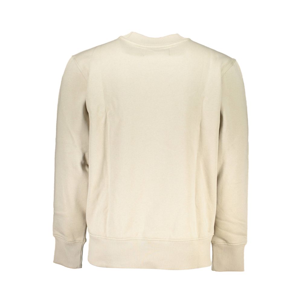 Beige Calvin Klein cotton men's sweatshirt with a relaxed fit and subtle branding, ideal for casual wear.