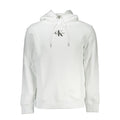 White cotton men's sweatshirt by Calvin Klein with a classic crew neck and minimalist logo detail.